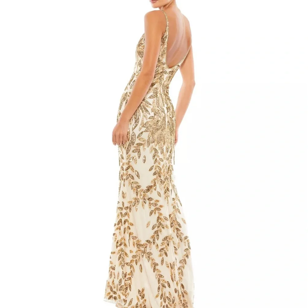 Mac Duggal EMBELLISHED LEAF EVENING GOWN - Picture 2 of 2